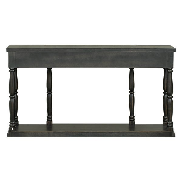 Retro Senior Console Table with 4 Front Facing Storage Drawers and a Shelf, Entryway Table for Entryway, Hallway, Living Room