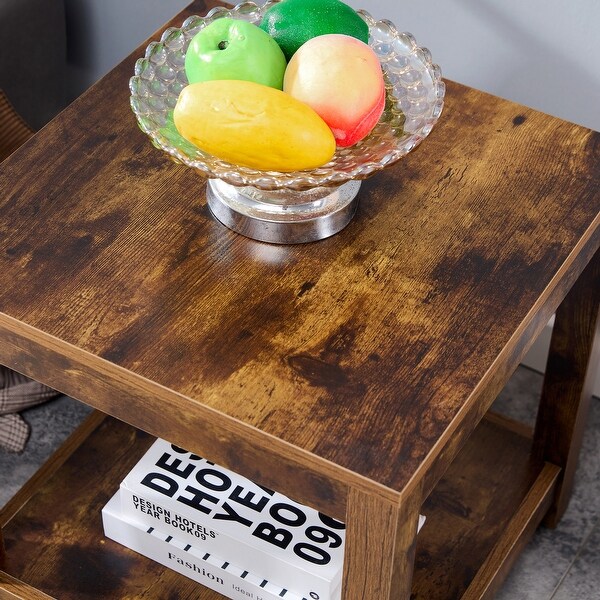 Side table , 2-tier Small Space End Table with Storage Shelf