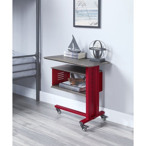 Side Table,Cargo Accent Table Wall Shelf,Red