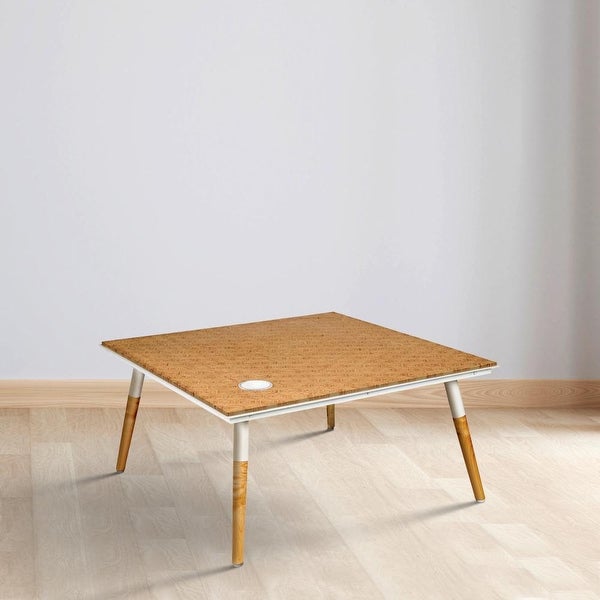 Paige 31 Inch Illusion Rectangular Wooden Coffee Table, Wood Brown, White - 30.1