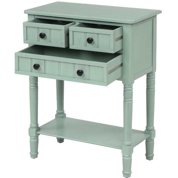 Narrow Console Table, Slim Sofa Table with Three Storage Drawers