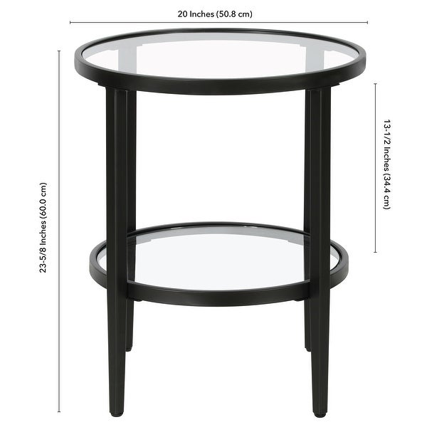 Hera 19.63'' Wide Round Side Table with Clear Glass Shelf
