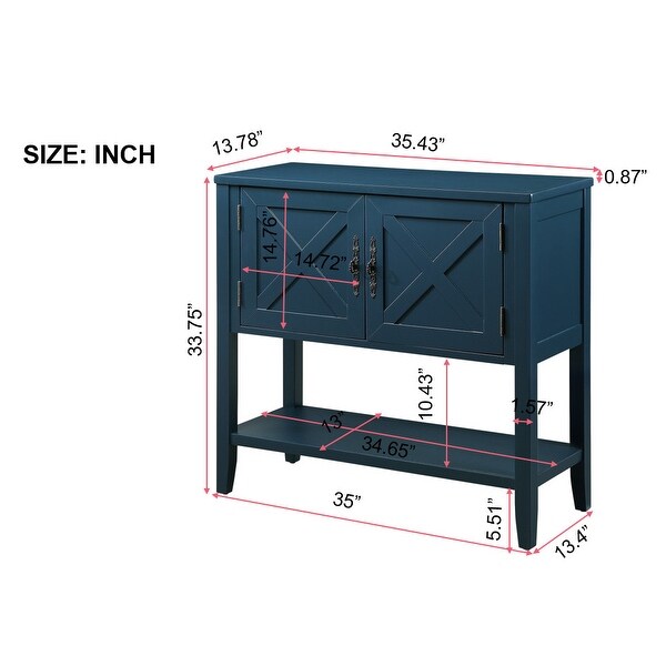 35'' Wood Sideboard Console Table with Bottom Shelf and 2 Door Cabinet for Living Room, Entryway, Kitchen Dining Room Furniture