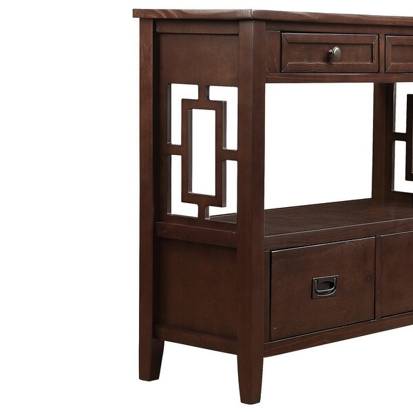 36'' Farmhouse Pine Wood Console Table with 4 Drawers and 1 Storage Shelf for Entryway Living Room Bedroom Hallway Kitchen