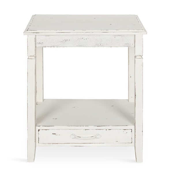Kate and Laurel Idabelle Wood Side Table with Drawer, White