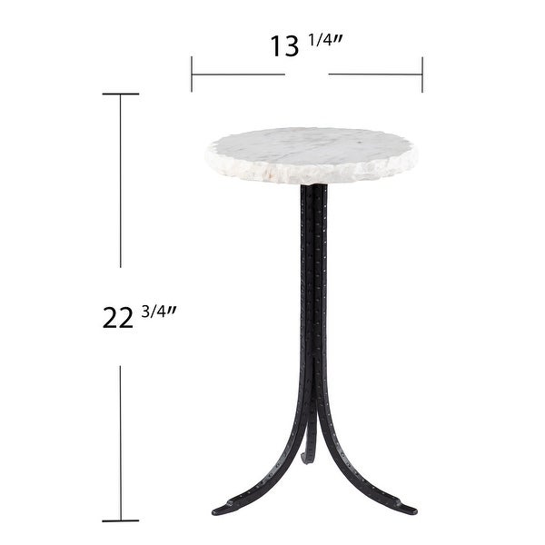 SEI Furniture Gierson Round Marble-Top Accent Table, Black/White