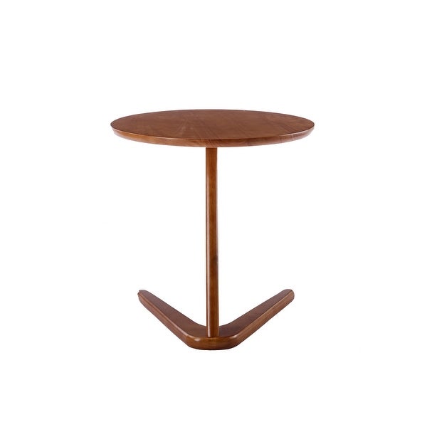 Side Table Round, Small Coffee Table Modern Solid Rubber Wood End Table for Living Room /Bedroom/ Office, V-Shaped Base