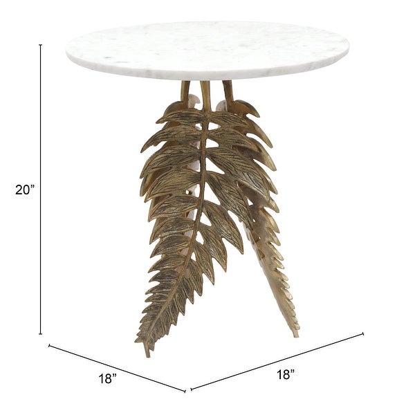 Neruda Marble Side Table White and Gold - White, Gold - 18