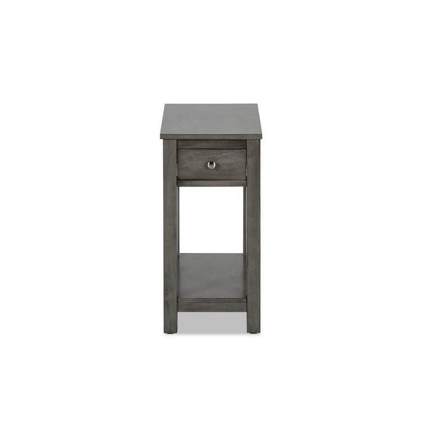 Nili 24 Inch Side End Table, Warm Gray Finish, Single Drawer and Shelf - 24 H x23.75 W x 12 L Inches