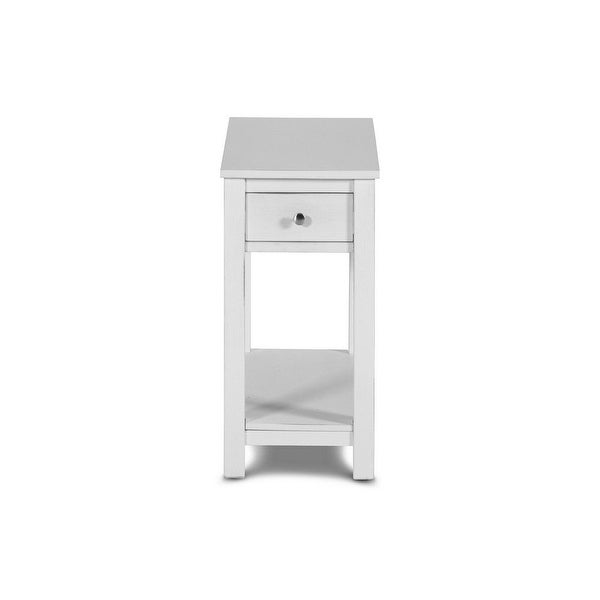 Nili 24 Inch Side End Table, Crisp White Finish, Single Drawer and Shelf - 24 H x23.75 W x 12 L Inches