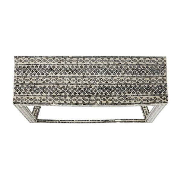 36 Inch Accent Console Table, Capiz Shell Inlay, Rectangular, Gray
