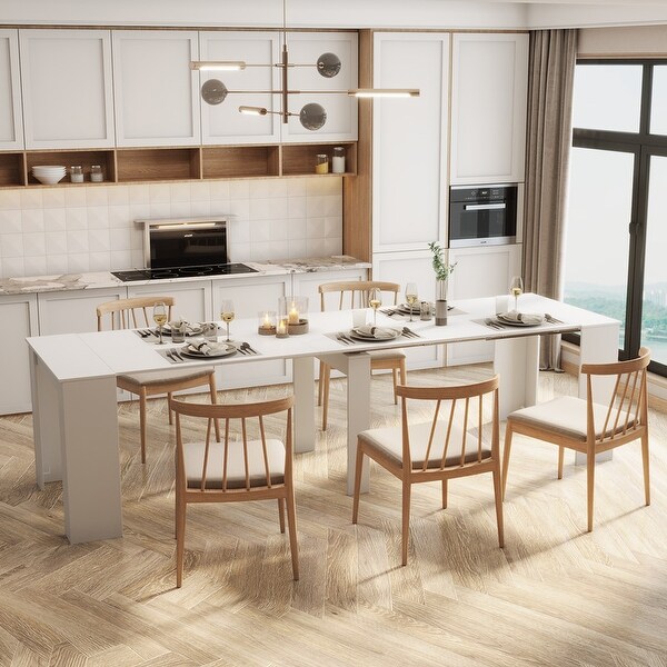 Extendable Console Table Extending Sofa Table w/Spacious Tabletop for Living Room, Multifunctional Extra Long Dining Table