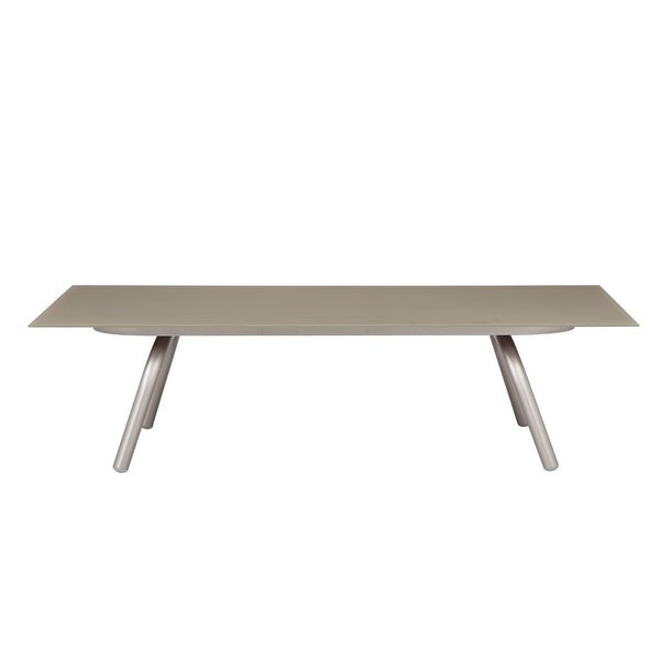Phil 48 Inch Coffee Table, Tempered Glass Top, Smooth Gray Aluminum Frame