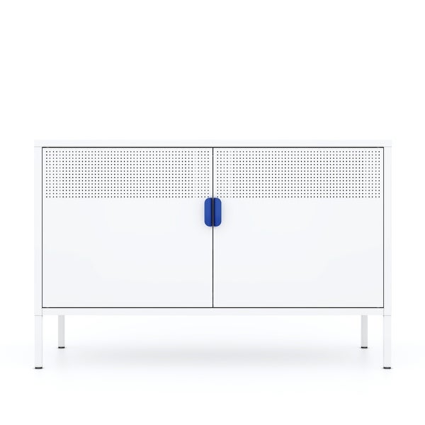 Metal Storage Locker Cabinet, Adjustable Shelves Free Standing Ventilated Sideboard Steel Cabinets