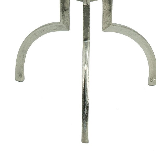 24 Inch Accent Side Table, Smooth Glass Top, Hourglass Base, Silver Finish - 15.7L x 15.7W x 23.6H, in inches