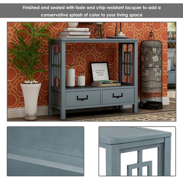 Wood Console Table With 2 Bottom Drawers,Narrow Entrance Table