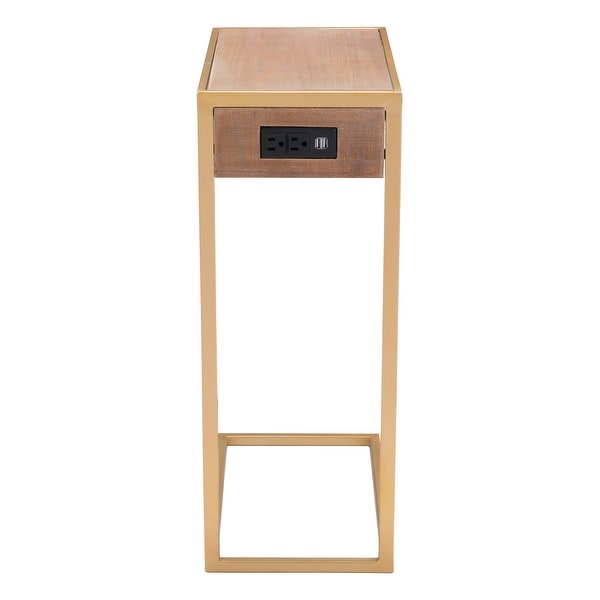 Ike Side Table Brown and Gold - Brown, Gold - 18.1