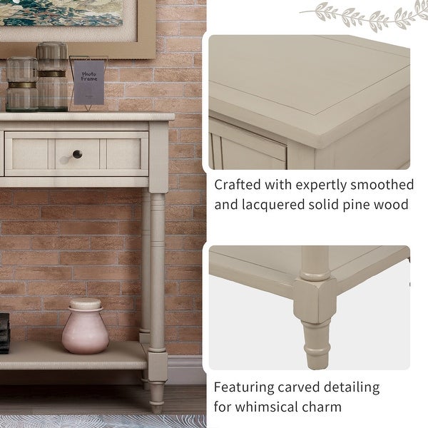 Console Table with 2 Drawers and Bottom Shelf Acacia Mangiu, Retro Grey