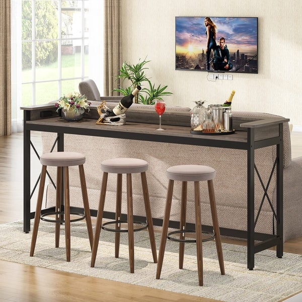 Sofa CouchTable with Outlets and USB Ports, 70.9 inch Long Entryway Console Table