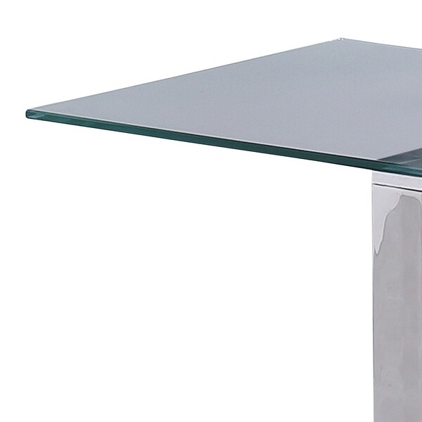 22 Inch Metal X Frame Glass Top Side Table, Silver