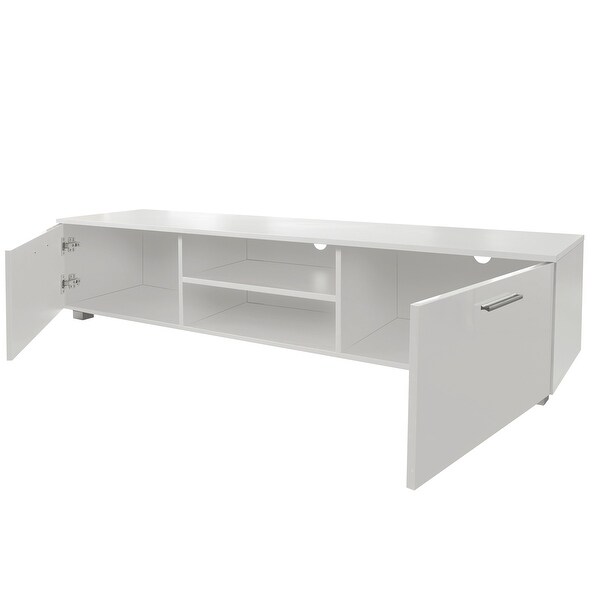 TV Stand Media Console Entertainment Center Table, 2 Storage Cabinet with Open Shelves for 70