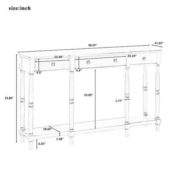 Console Table,Classic Entryway Table with Storage Shelf and Drawer