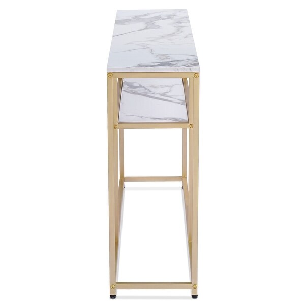 Mcombo Narrow Console Table, Sofa Table Small TV Entryway Table with Storage Shelf, Buffet Table for Hallway Living Room