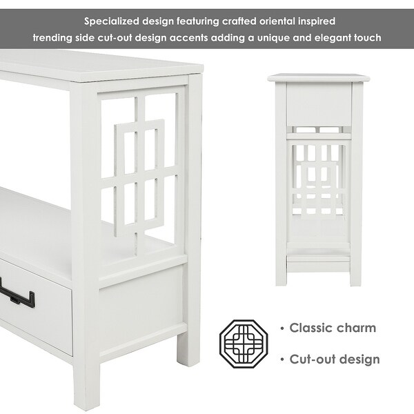 Wood Console Table With 2 Bottom Drawers,Narrow Entrance Table