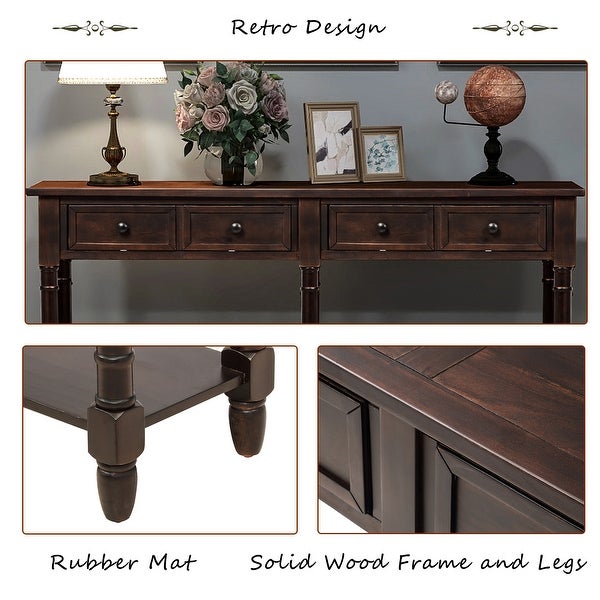 Console Table Sofa Table Easy Assembly With Two Storage Drawers And Bottom Shelf For Living Room, Entryway