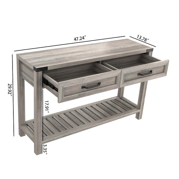 47 Inch Wide Console Table With Drawers And Shelf For Living Room, Entrance