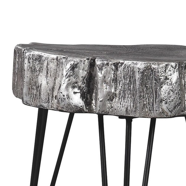 Metal Hairpin Leg Accent Table with Magnesium Oxide Top, Black - 21.38 H x 18.75 W x 18.75 L Inches