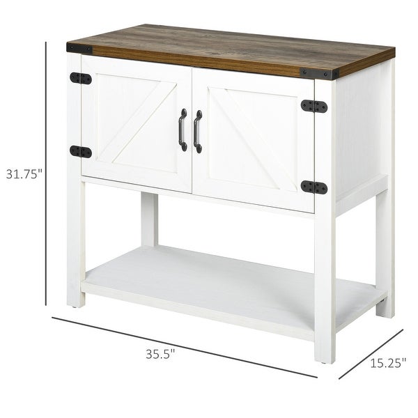 HOMCOM 2-Door Free Standing Storage Cabinet with Bottom Shelf, Kitchen Cupboard, Entryway Storage Cabinet