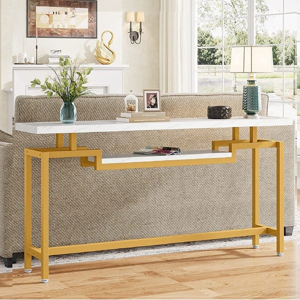 70.9 inch Console Table, Narrow Long Behind Sofa Table with 2 Ties for Entryway, Hallway, Living Room, Rustic Brown