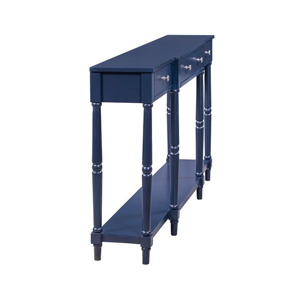 Solid Wood Console Table, Entryway Table with Storage Shelf and Drawer