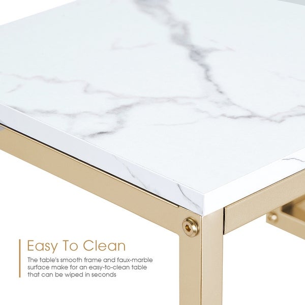 ivinta 3-Tier Console Table White Entryway Table with Shelves, Gold Sofa Tables for Living Room