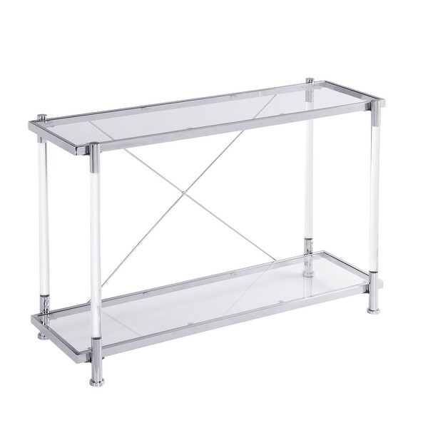 Modern Style Glass Console Table With Two shelves