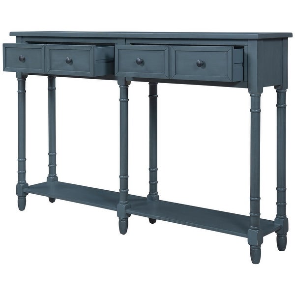 Console Table Sofa Table with Two Storage Drawers and Bottom Shelf for Living Room, Entryway