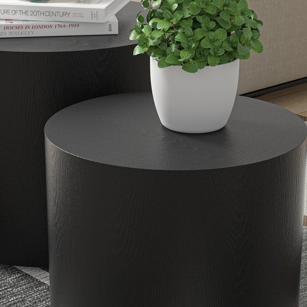 Side Table with Ash Oak Walnut Veneer, Coffee Table, End Table, Nesting Table Set of 2, for Living Room, Office, Bedroom