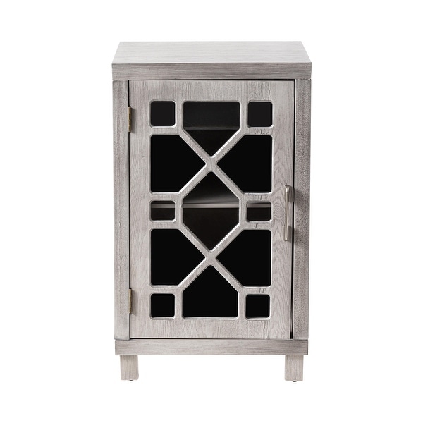 COZAYH Modern Farmhouse Cabinet with 2 Shelves, Retro Tall Nightstand End Table for Bedroom, Living Room, Light Gray