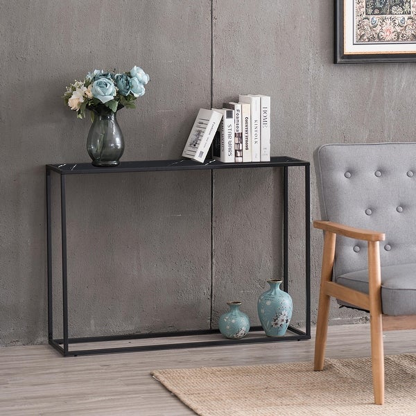 Metal Console Talbe Sideboard Cabinet Minimalist Porch Table Sofa Table Side Table, Black