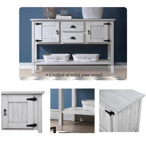 48'' Console Table with 2 Drawers, Cabinets and Bottom Shelf, Retro Style Storage Cabinet for Living Room