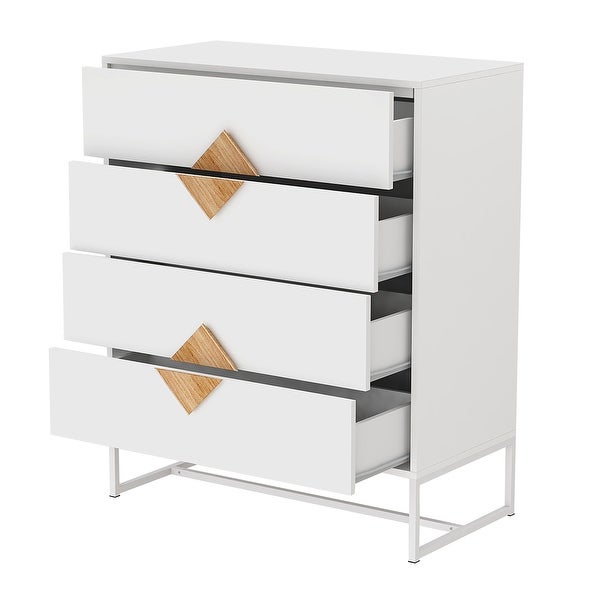 White Modern Sideboard,Kitchen Storage Cabinet with Metal Legs