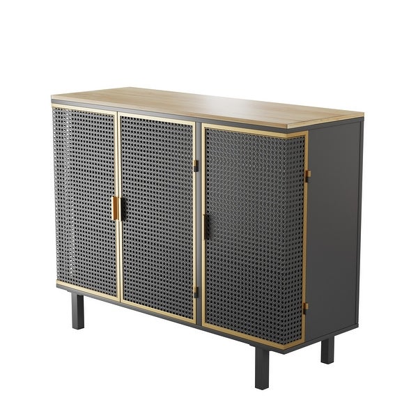 3 Doors Modern Sideboard, Freestanding Sideboard Storage Cabinet Entryway Floor Cabinet for Living Room Office Bedroom