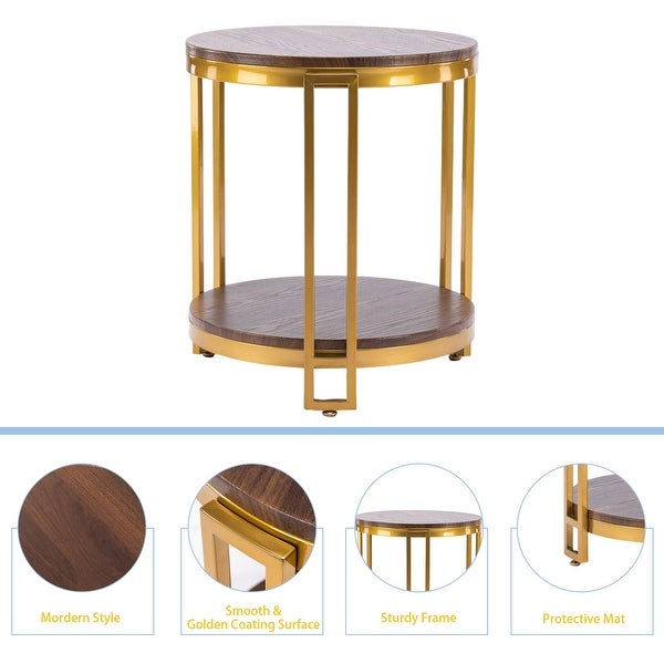 End tables for living room,Round End Table,Round Side Table with Metal Frame