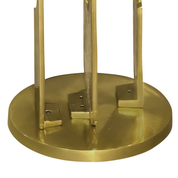 Cyrus 18 Inch Round Accent Side Table, Cast Aluminum, Arched Cut Out Frame, Brass