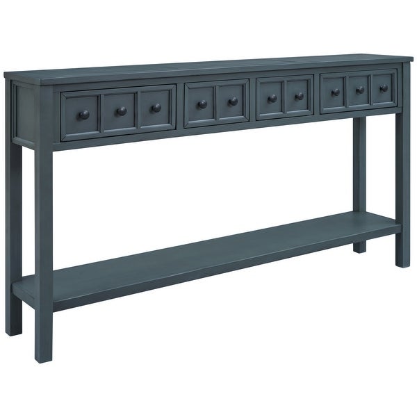 Entryway Console Table, Long Sofa Table with Drawers and Bottom Shelf