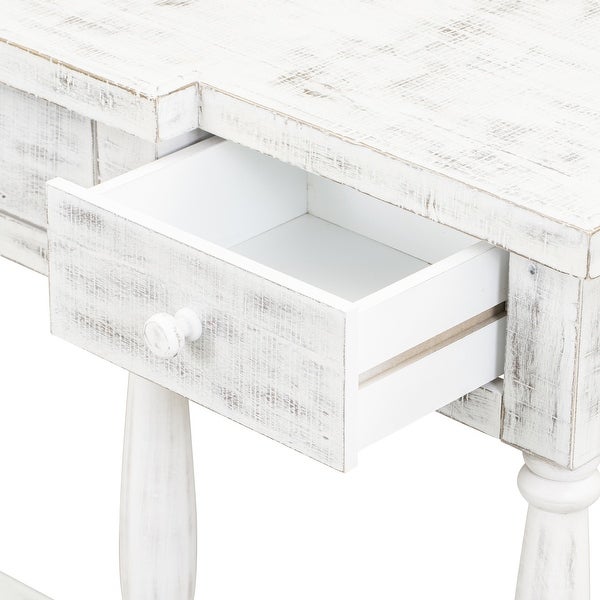 Solid Wood Console Table w/4 Drawers and Shelf for Hallway, Living Room