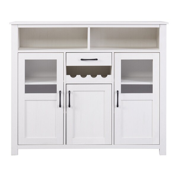 Retro Side Tables with Wine Rack, Drawer and Adjustable Shelves