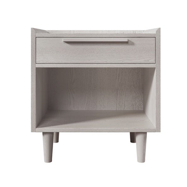 Modern Style Manufactured Wood 1 Drawer Nightstand Side Table with Wood Legs, Stone Gray