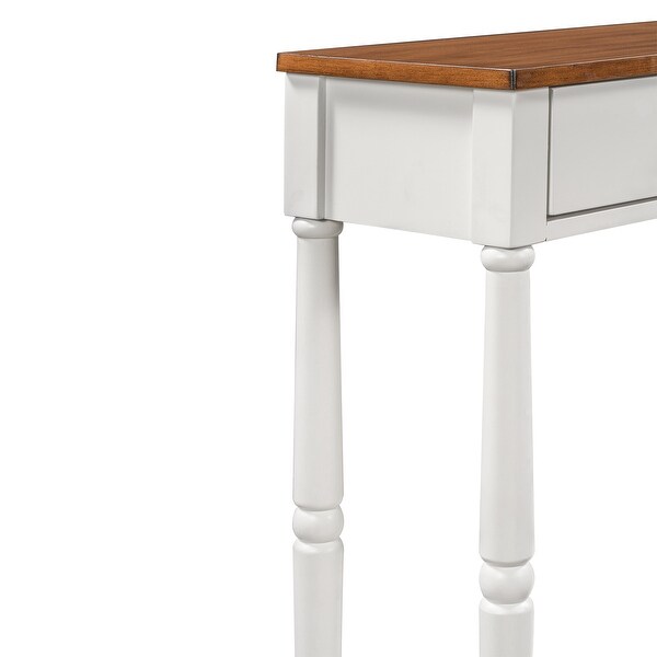 Solid Wood Console Table, Classic Entryway Table With Storage Shelf And Drawer For Home